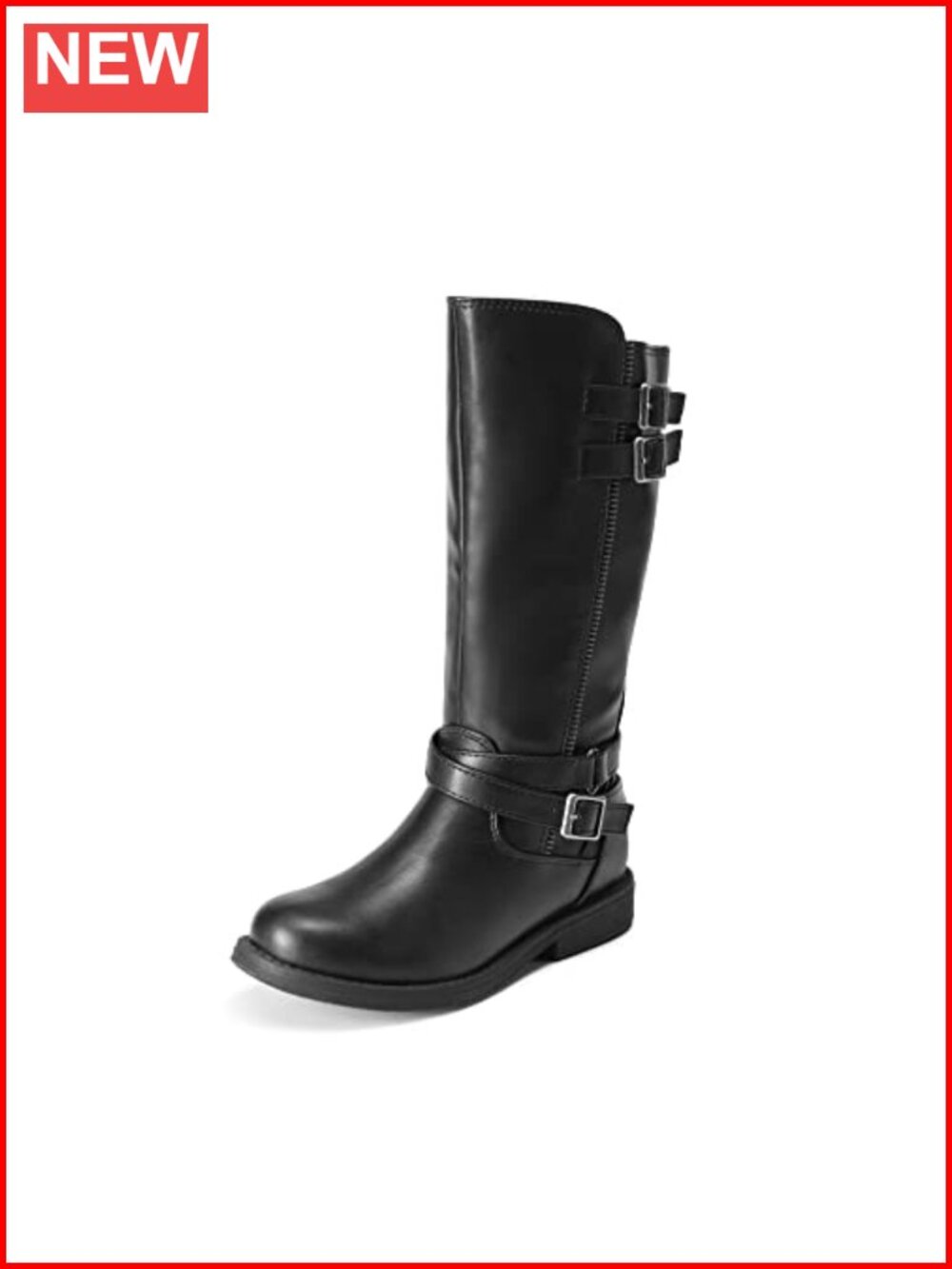 Girls Knee High Riding Boots with Faux Fur Lining and Buckle Strap